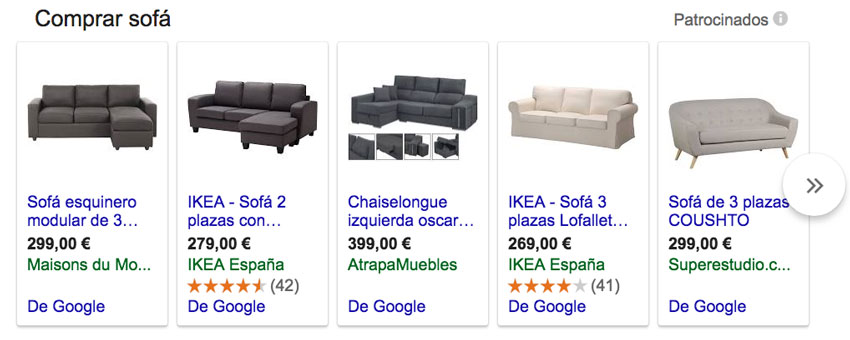 ejemplo google shopping