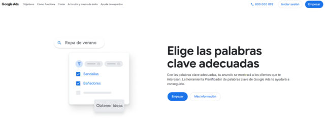 planificador palabras clave google ecommerce