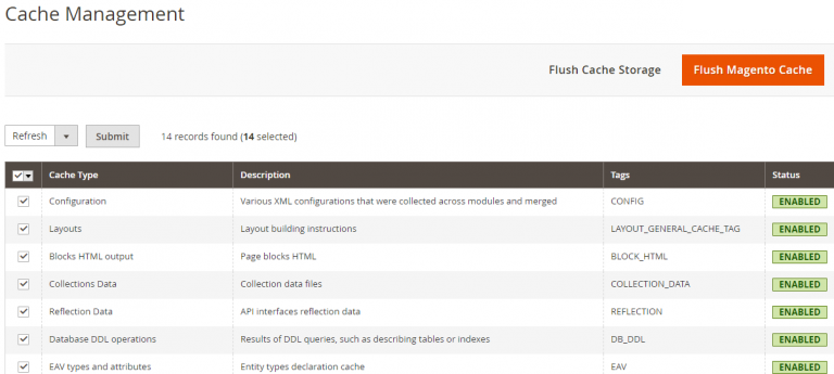 flush magento 2 cache