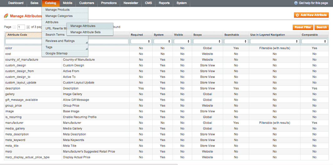 Product Attributes Magento