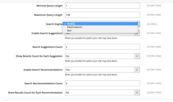 Magento 2 search configuration