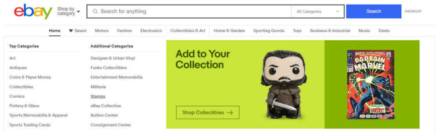 ebay ecommerce navigation