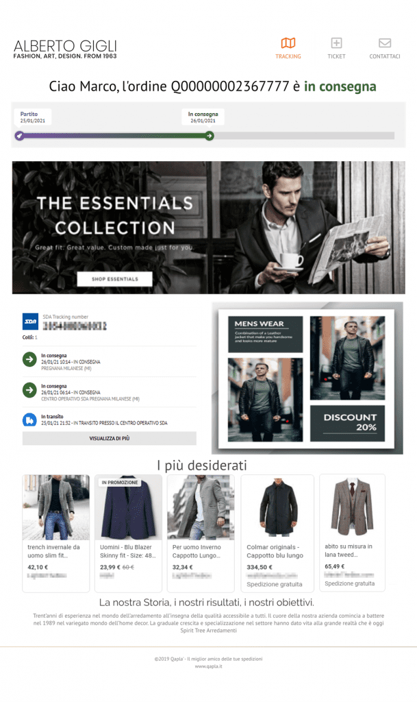 IT Tracking Page Qapla template fac simile