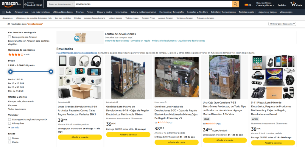 amazon non product search buscador tienda online