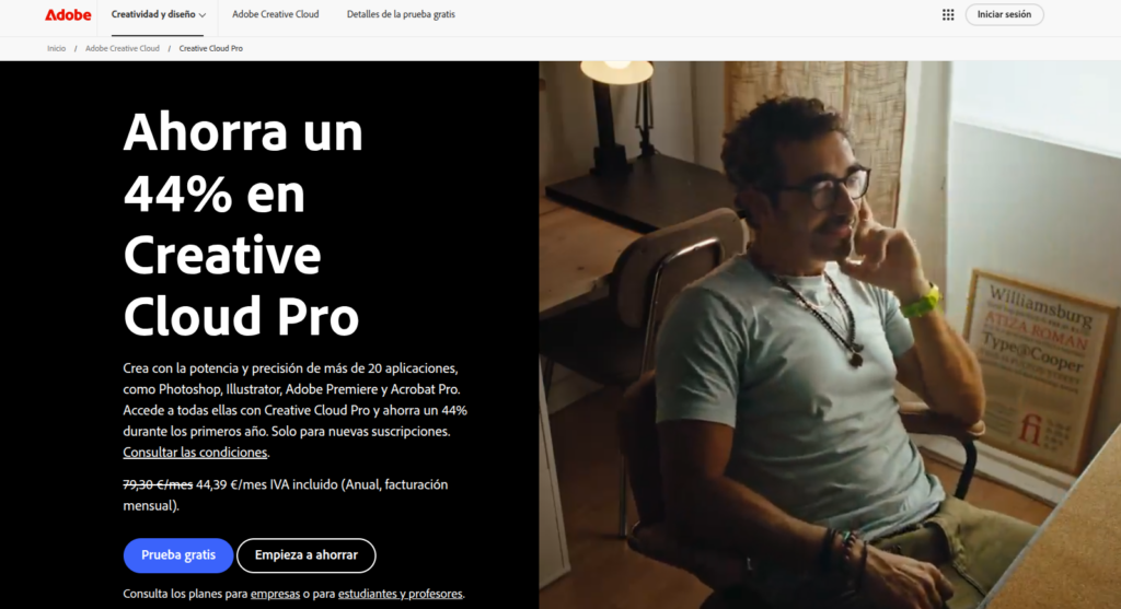 ejemplo adobe landing page ecommerce
