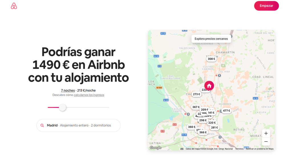 ejemplo airbnb landing page ecommerce