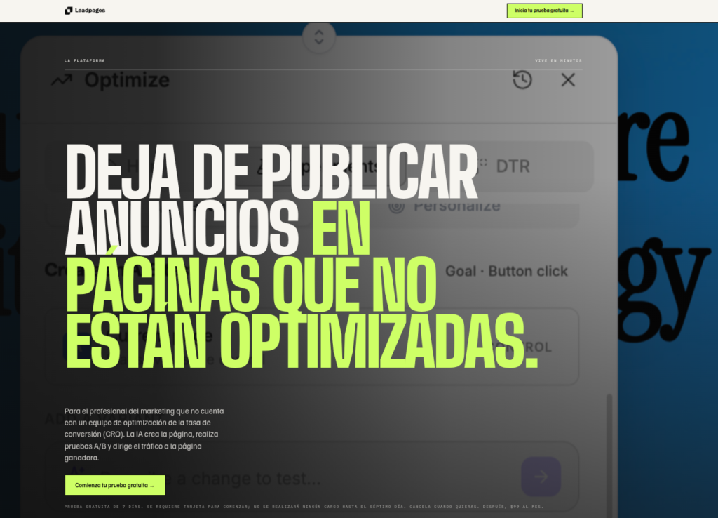 ejemplo herramienta leadpages landing page ecommerce