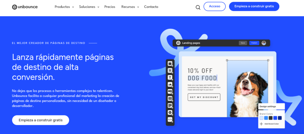 ejemplo herramienta unbounce landing page ecommerce