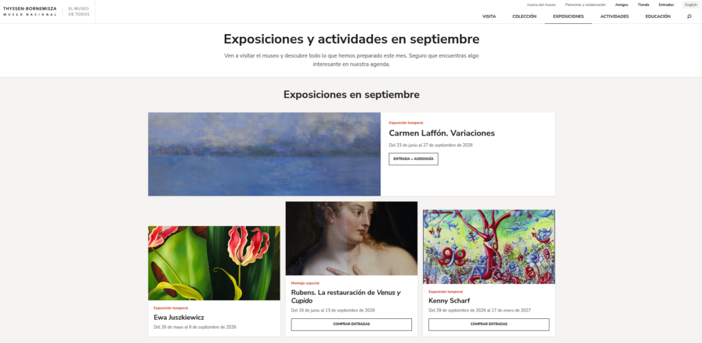 ejemplo museo thyssen landing page ecommerce