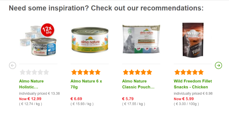 Passen Sie Produktempfehlungen an