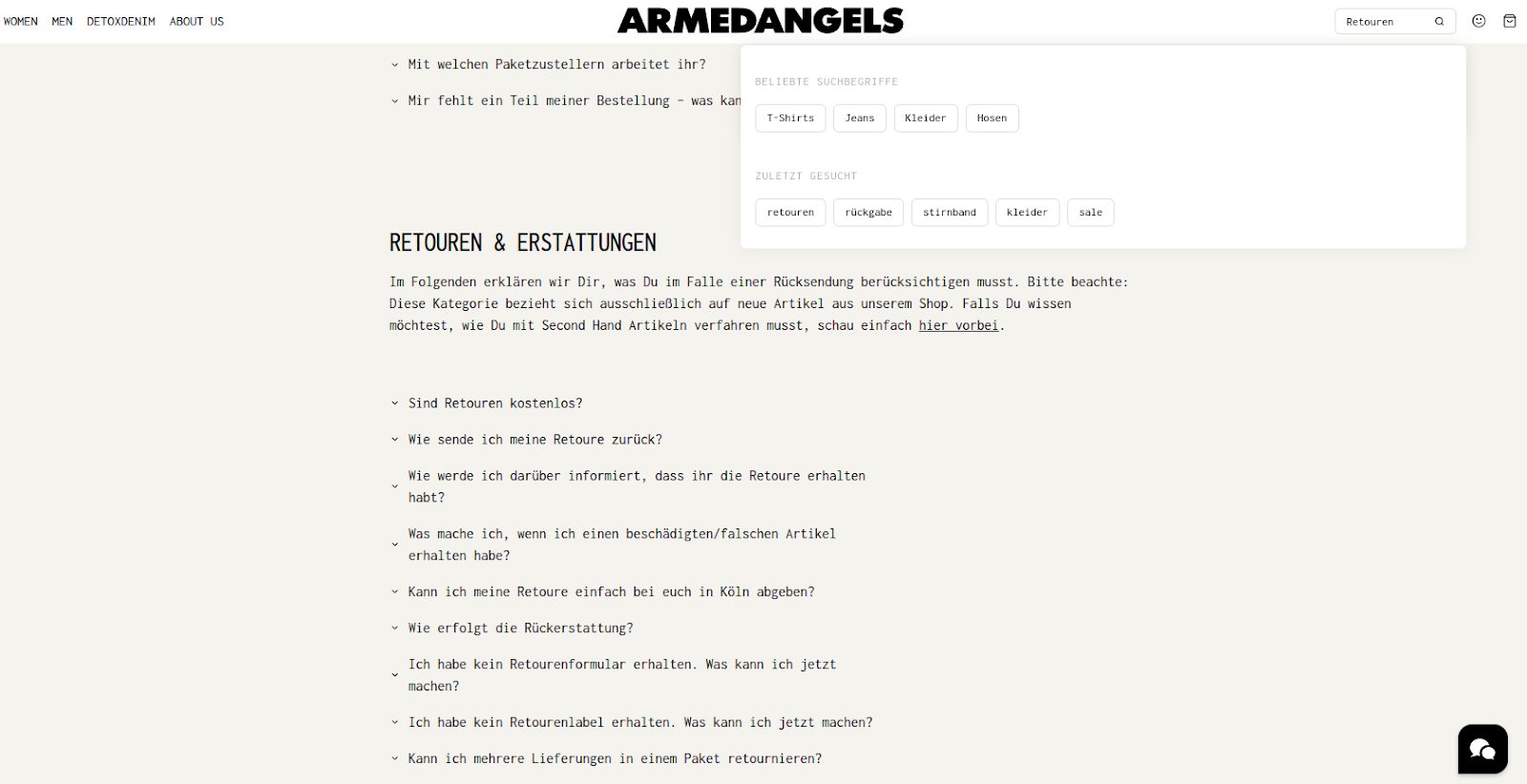Armedangels Retouren
