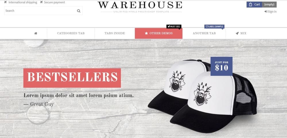 Warehouse PrestaShop-Template