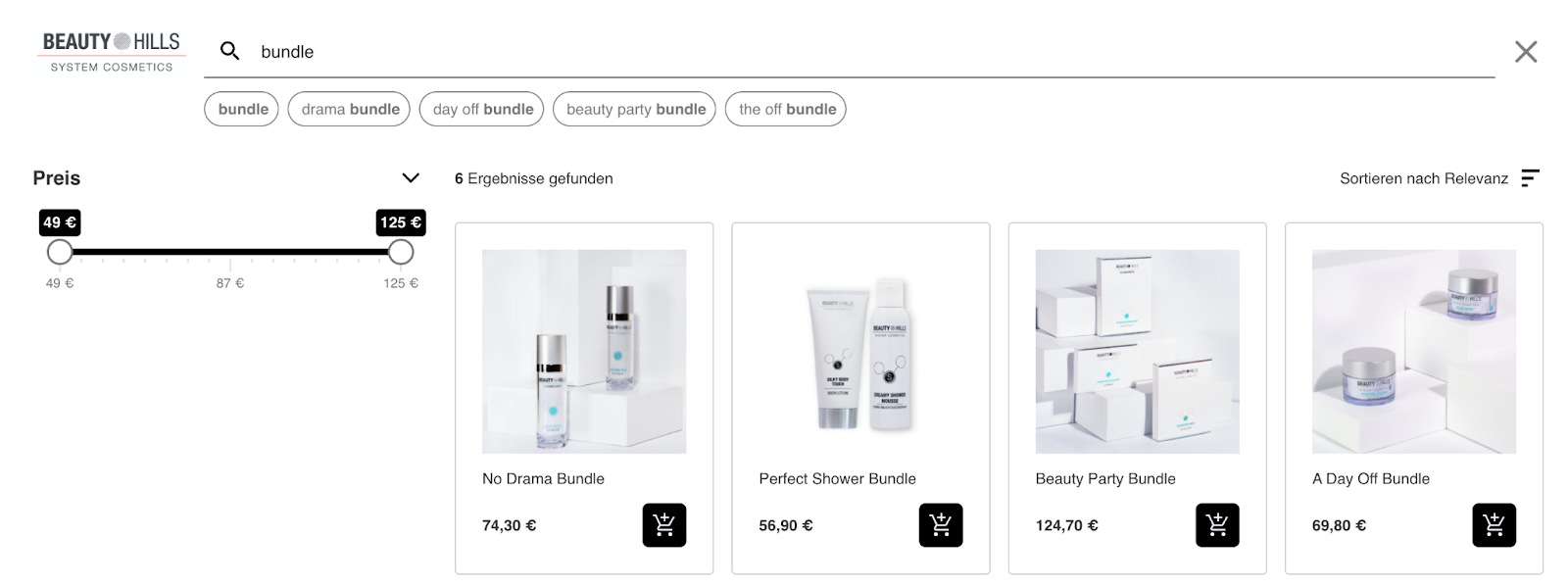 Beauty Hills Produktsuche Bündel