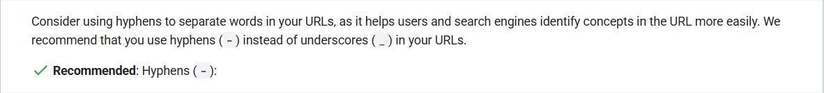 use hyphens to seperate words in the urls