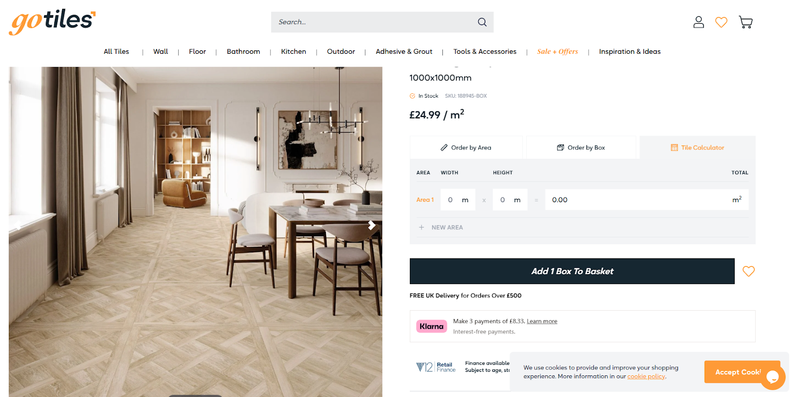 GoTiles calculator allows for calculating the amounts of tiles neccessary
