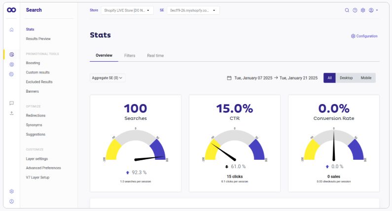 doofinder dashboard