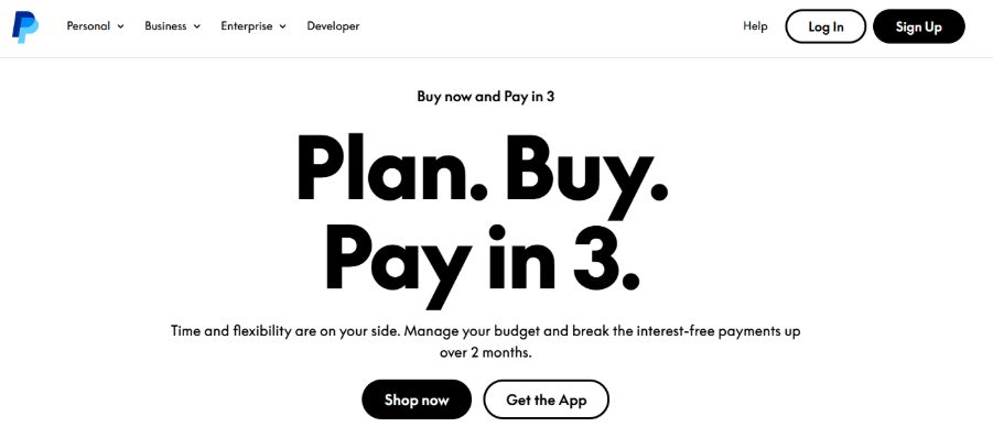 PayPal's buy now, pay later model