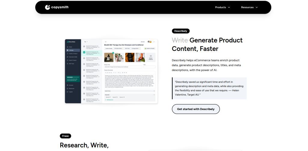 copysmith herramientas ia descripciones de producto