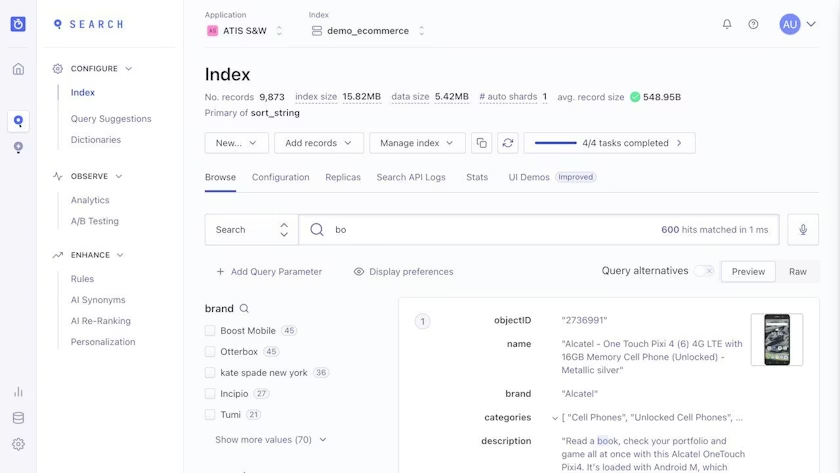 algolia elasticsearch alternative