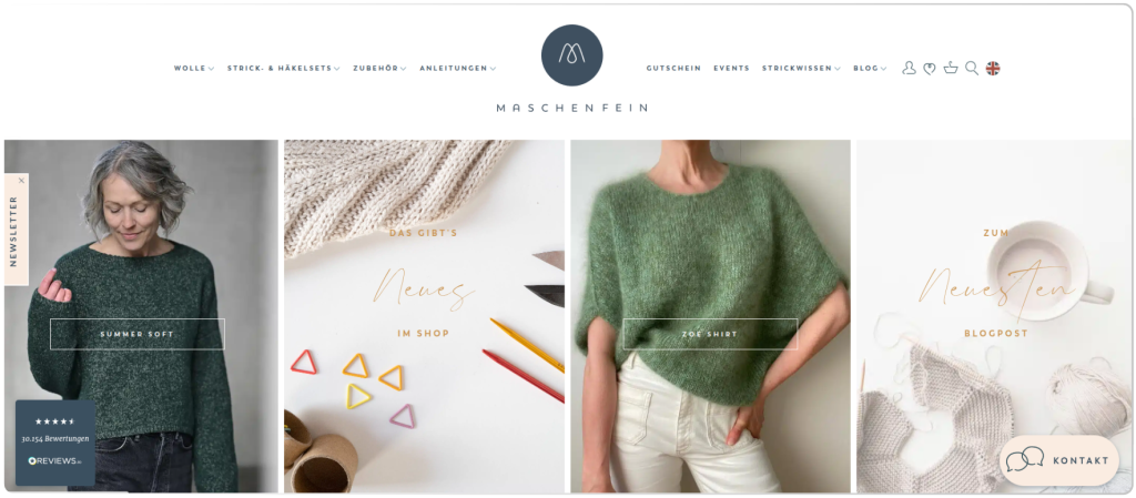 Maschenfein Homepage Visual Merchandising